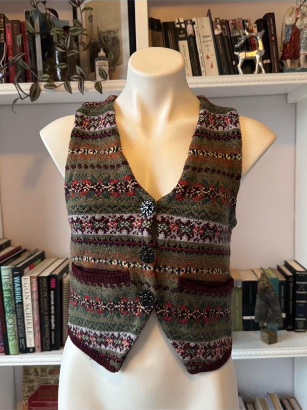 Zara Multicolor Fair Isle V-Neck Knit Vest